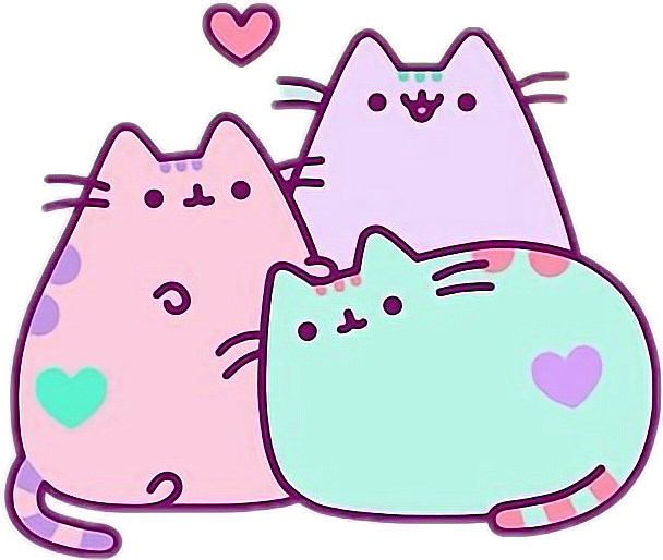  pink  blue lila pusheen  kawaii cat  lovely cute japanese 