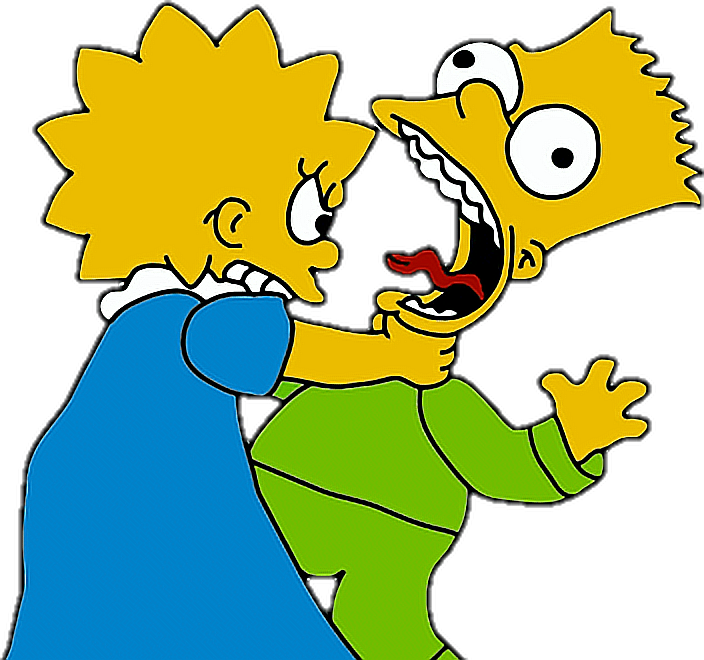 Маньяк я тебя придушу. Симпсоны барт душит Лизу. Барт душит Лизу.
